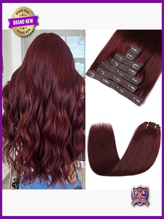 22 Inch Clip In Human Hair Extensions Straight 7 Piece Set
